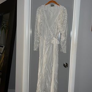 ASOS midi wrap with abstract animal sequin beading